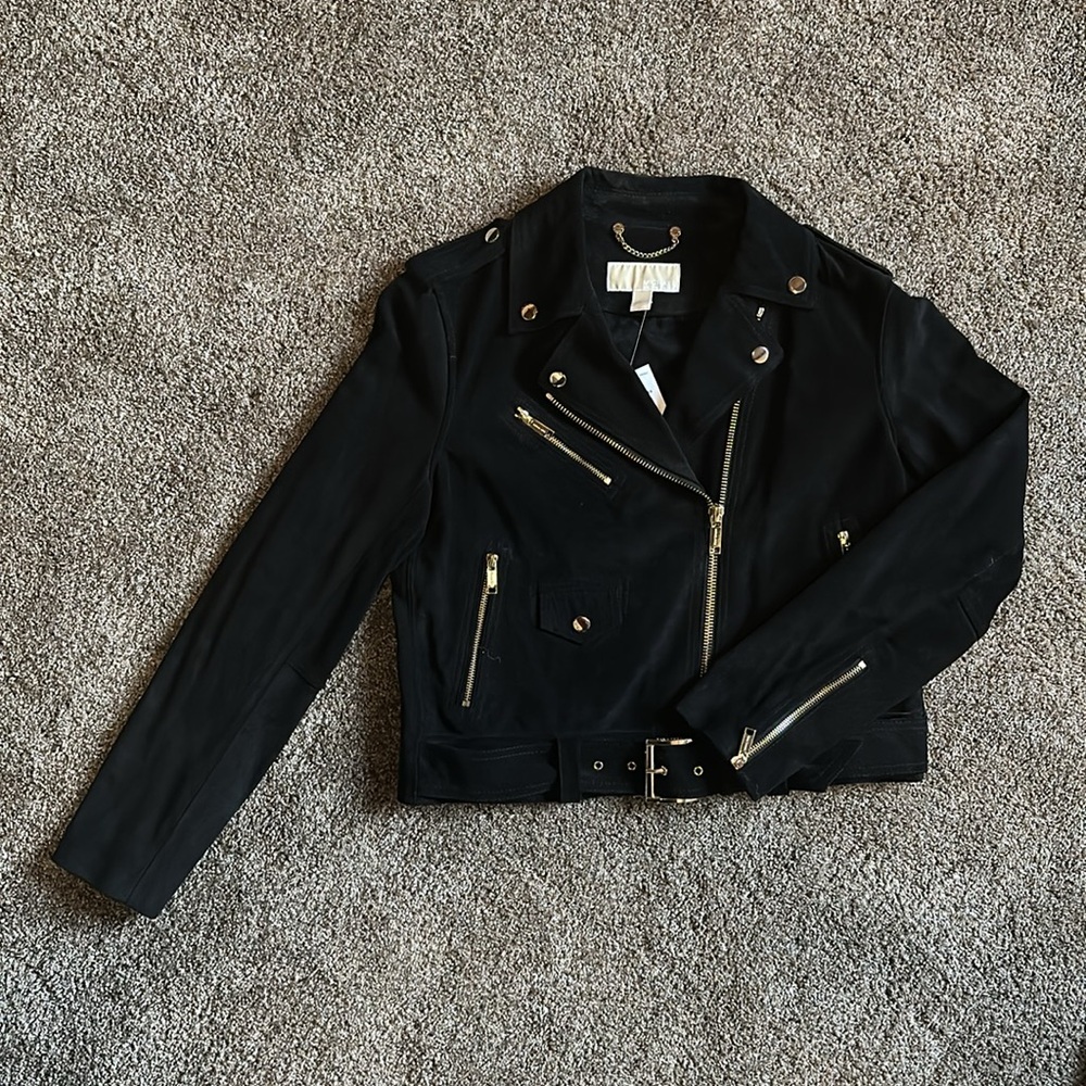NEW! Michael Kors Black Suede Moto Jacket - Picture 3 of 8